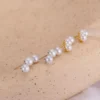 S925 Three Pearls Linear Stud Earrings