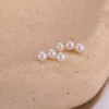 S925 Three Pearls Linear Stud Earrings