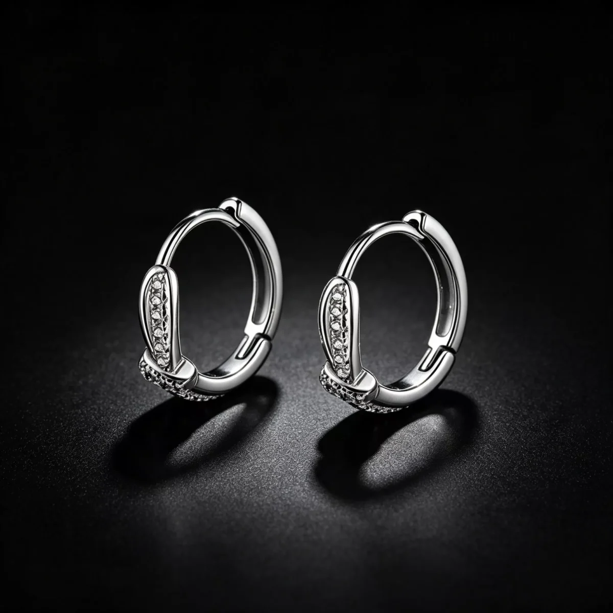 S925 Paved Zircon Small Hoop Earrings