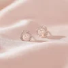 S925 Floral Zircon Shell Pearl Stud Earrings
