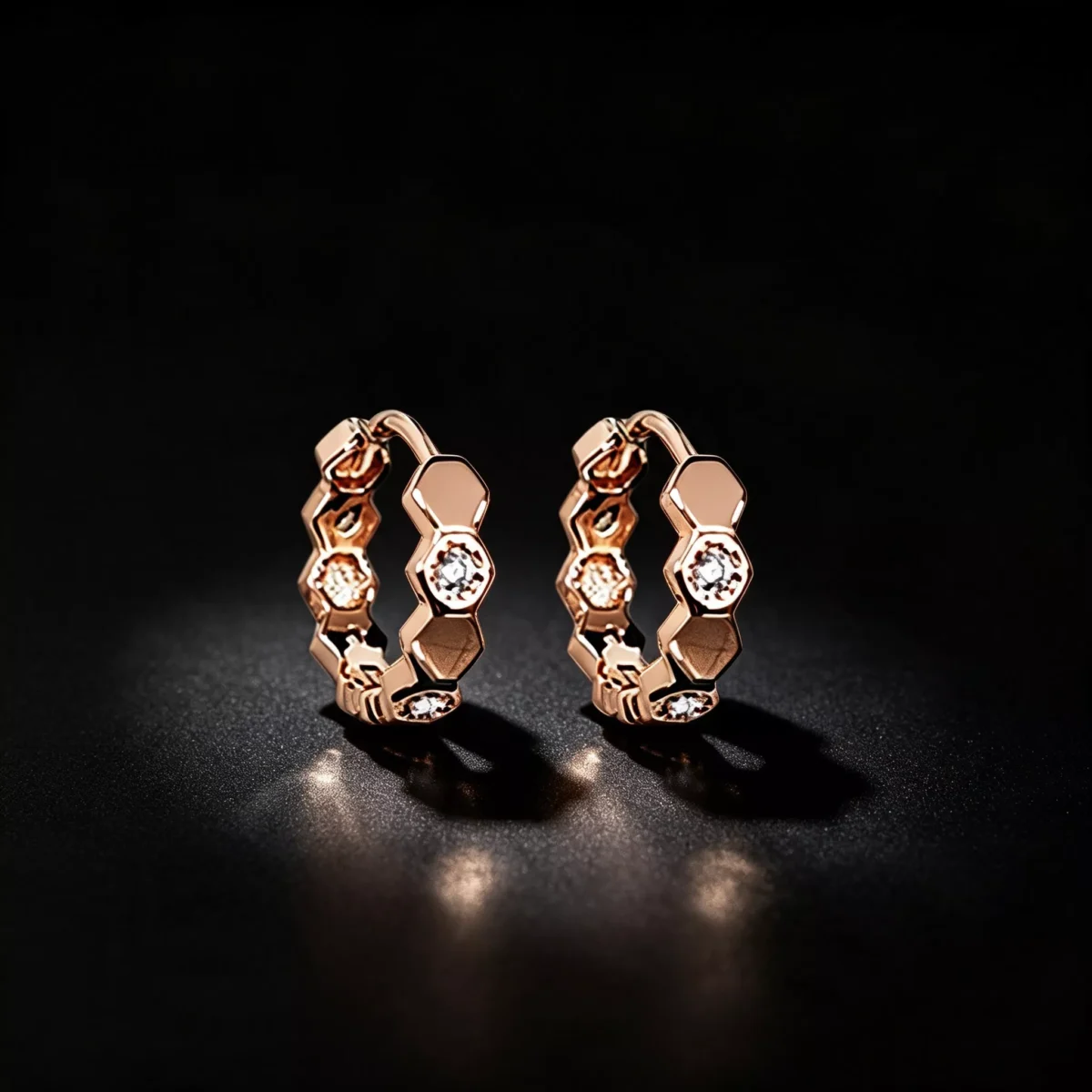 S925 Honeycomb Inlaid Zircon Hoop Earrings