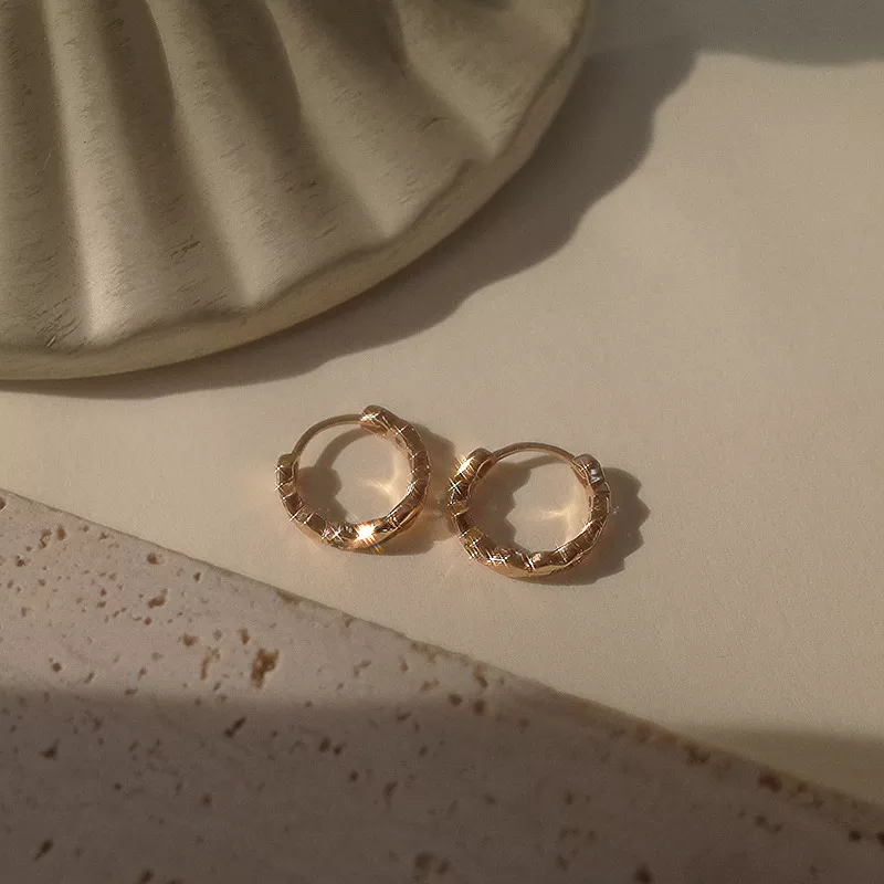 S925 Honeycomb Inlaid Zircon Hoop Earrings S925 Honeycomb Inlaid Zircon Hoop Earrings