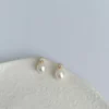 S925 Teardrop Freshwater Pearl Zircon Stud Earrings