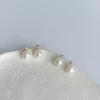 S925 Teardrop Freshwater Pearl Zircon Stud Earrings