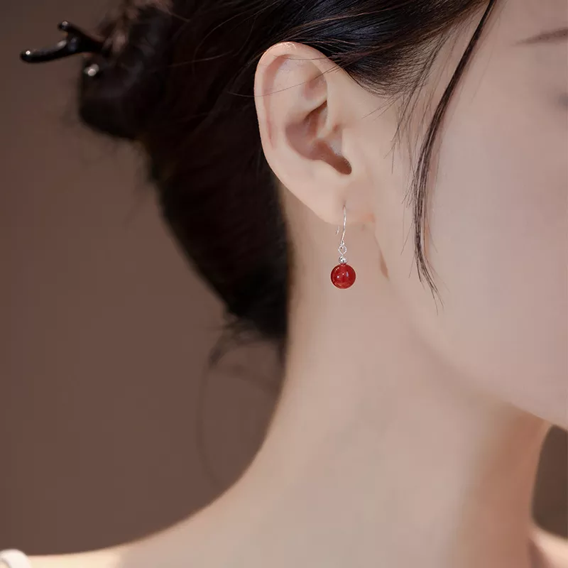 S925 Sterling Silver Hetian Jade Drop Earrings