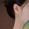 S925 Sterling Silver Hetian Jade Drop Earrings