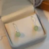 S925 Sterling Silver Hetian Jade Drop Earrings