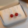 S925 Sterling Silver Hetian Jade Drop Earrings