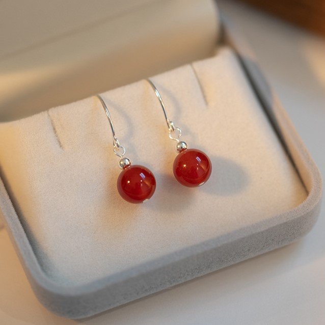S925 Sterling Silver Hetian Jade Drop Earrings