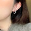 S925 Silver Curved Cubic Zirconia Huggie Earrings