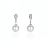 S925 Silver CZ Paved Shell Pearl Drop Earrings S925 Silver CZ Paved Shell Pearl Drop Earrings