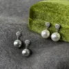 S925 Silver Paved CZ Glass‑Pearl Drop Earrings S925 Silver Paved CZ Glass‑Pearl Drop Earrings