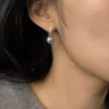 S925 Silver Paved CZ Glass‑Pearl Drop Earrings S925 Silver Paved CZ Glass‑Pearl Drop Earrings