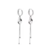 S925 Sterling Silver Disc Tassel Hoop Drop Earrings