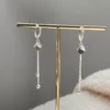 S925 Sterling Silver Disc Tassel Hoop Drop Earrings