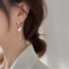 S925 Sterling Silver Disc Tassel Hoop Drop Earrings