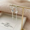 S925 Sterling Silver Disc Tassel Hoop Drop Earrings