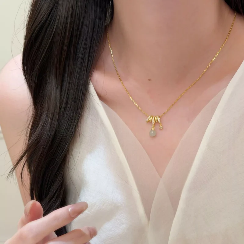 S925 Hetian Jade Star Zircon Pendant Necklace