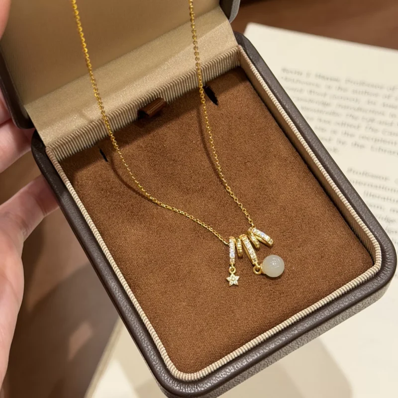 S925 Hetian Jade Star Zircon Pendant Necklace