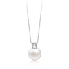 Fine Silver Simple Pearl Zircon Pendant Necklace for Women