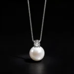 Fine Silver Simple Pearl Zircon Pendant Necklace for Women
