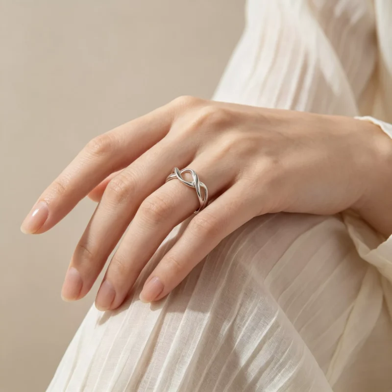 Twist Hollow S925 Sterling Silver Adjustable Open Ring