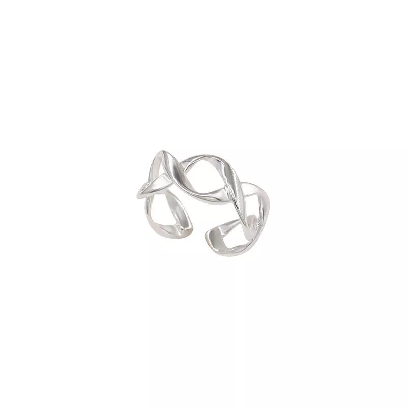 Twist Hollow S925 Sterling Silver Adjustable Open Ring