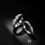 S925 Sterling Silver Frosted Couple Matching Rings