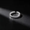 S925 Sterling Silver Beaded Open Adjustable Ring