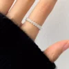 S925 Sterling Silver Beaded Open Adjustable Ring