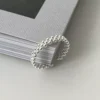 S925 Sterling Silver Beaded Open Adjustable Ring