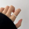 S925 Sterling Silver Beaded Open Adjustable Ring