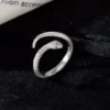S999 Silver Open Snake Ring With Green Zircon