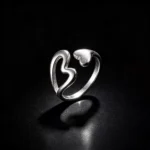 S925 Split Heart Open Adjustable Ring