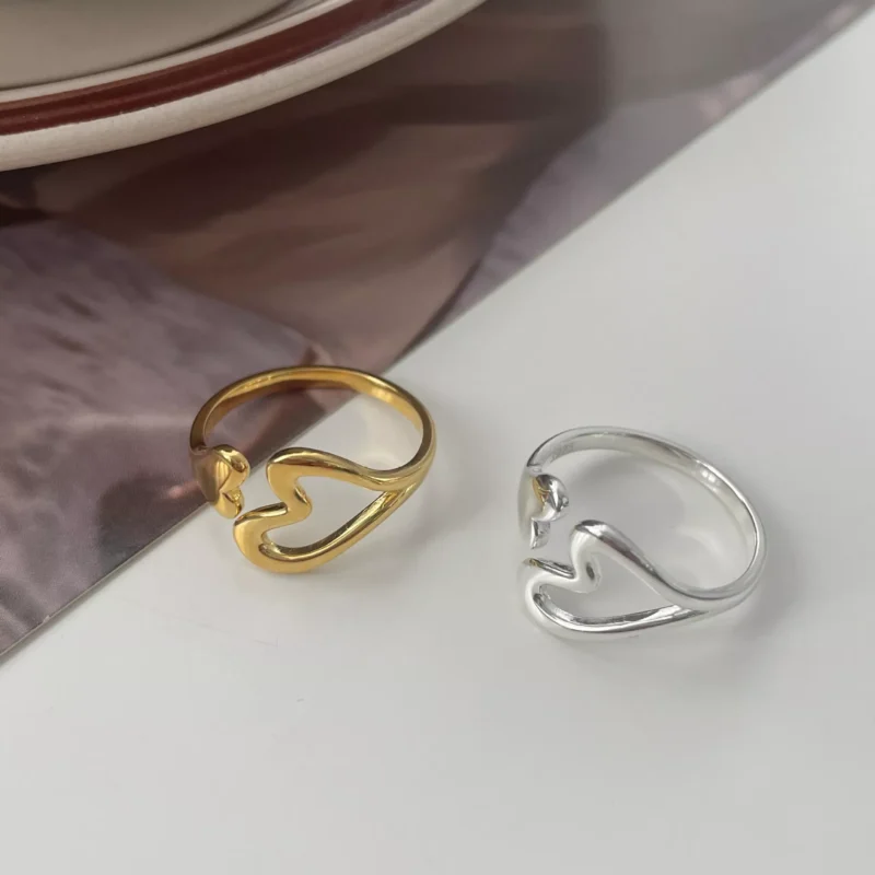 S925 Split Heart Open Adjustable Ring S925 Split Heart Open Adjustable Ring