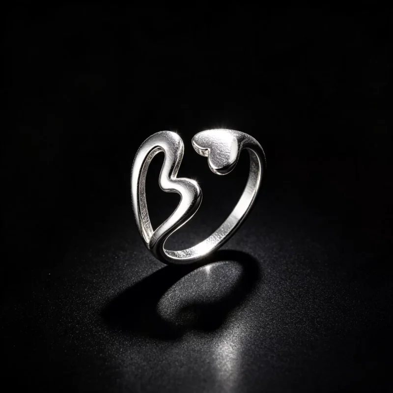 S925 Split Heart Open Adjustable Ring S925 Split Heart Open Adjustable Ring