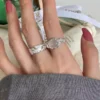 S925 Silver Irregular White Agate Open Ring S925 Silver Irregular White Agate Open Ring
