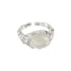 S925 Silver Irregular White Agate Open Ring S925 Silver Irregular White Agate Open Ring