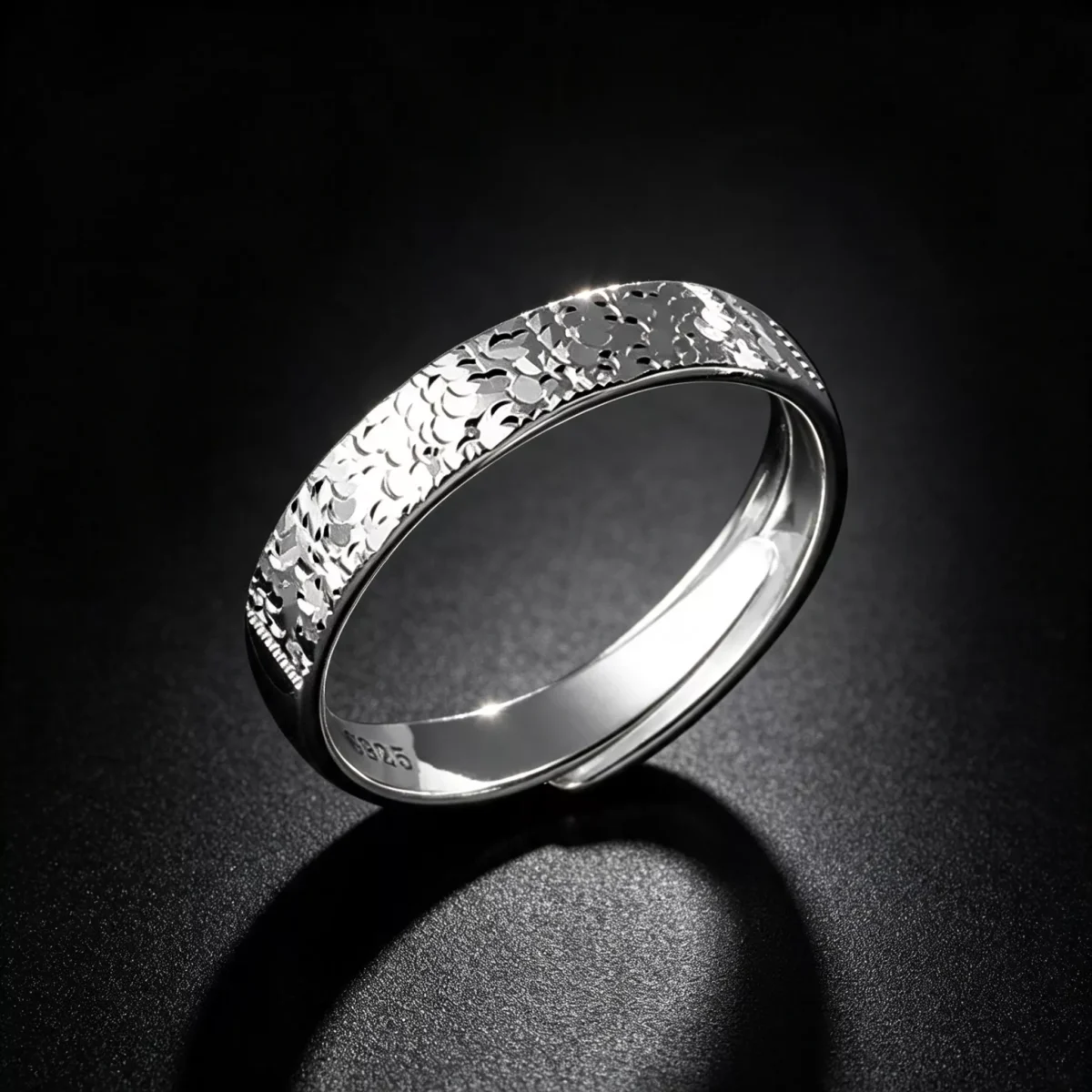 S925 Sterling Silver Crushed Ice Open Band Ring