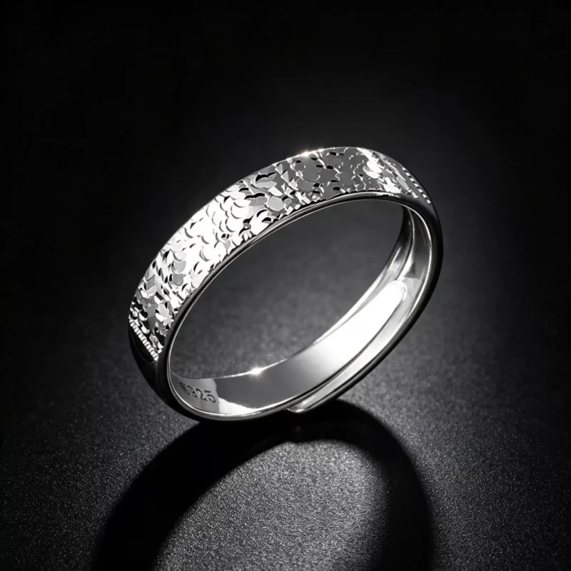 S925 Sterling Silver Crushed Ice Open Band Ring