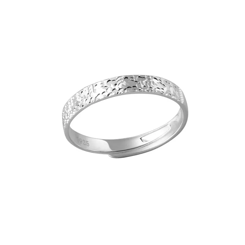S925 Sterling Silver Crushed Ice Open Band Ring