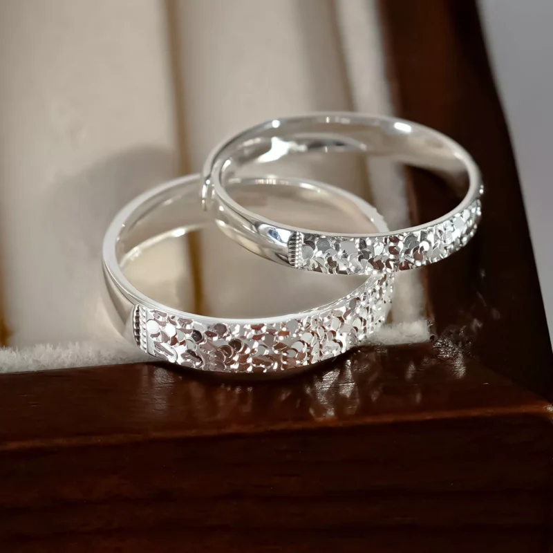 S925 Sterling Silver Crushed Ice Open Band Ring