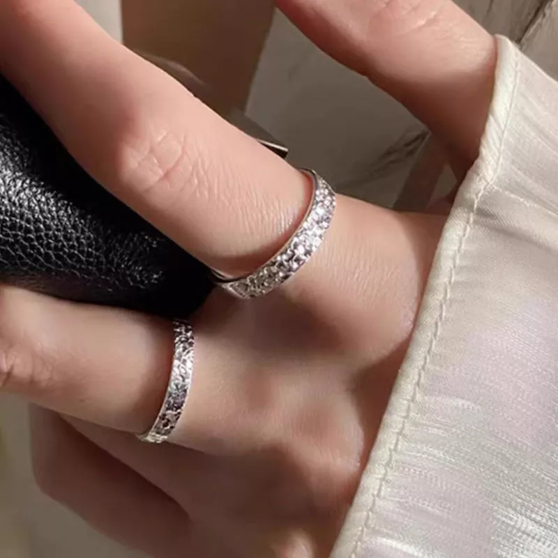 S925 Sterling Silver Crushed Ice Open Band Ring