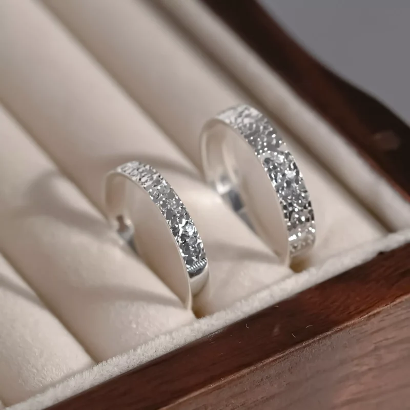 S925 Sterling Silver Crushed Ice Open Band Ring
