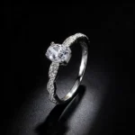 S925 Silver Oval Cubic Zirconia Twisted Band Ring