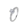 S925 Silver Oval Cubic Zirconia Twisted Band Ring