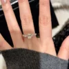 S925 Silver Oval Cubic Zirconia Twisted Band Ring