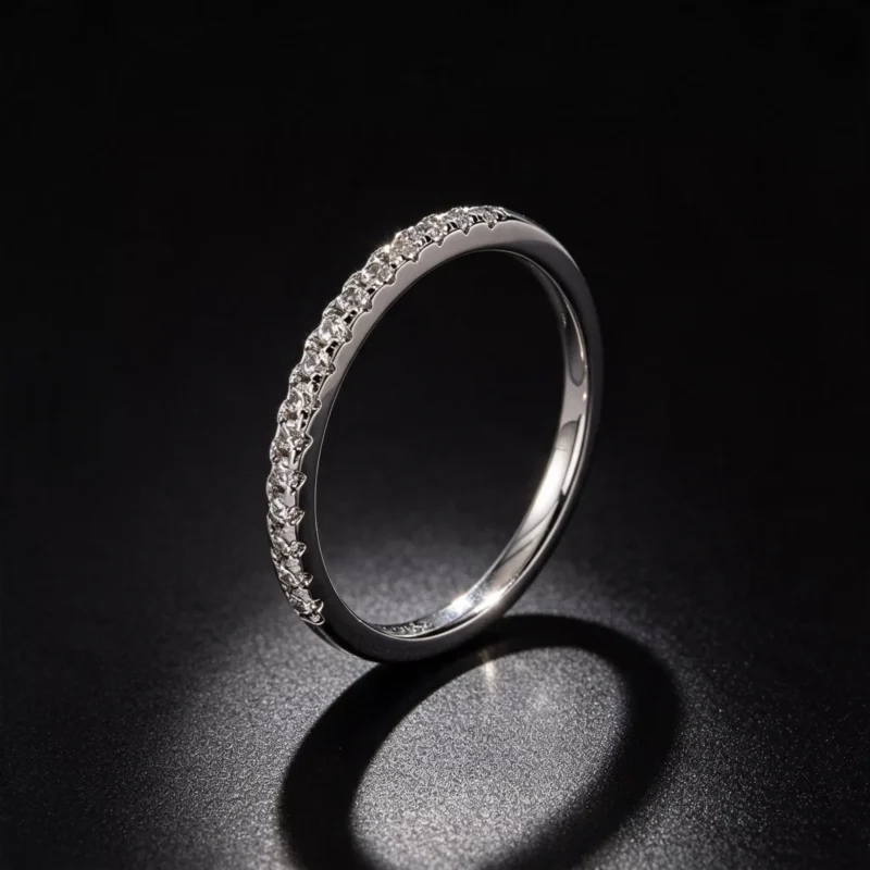 S925 Silver Half Eternity Cubic Zirconia Stackable Ring