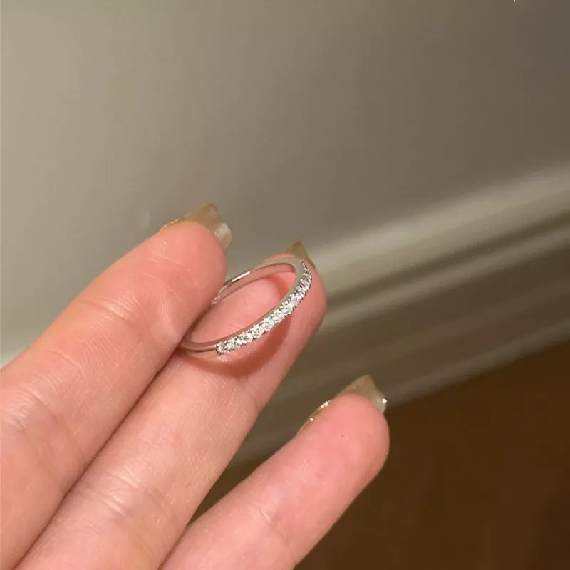 S925 Silver Half Eternity Cubic Zirconia Stackable Ring