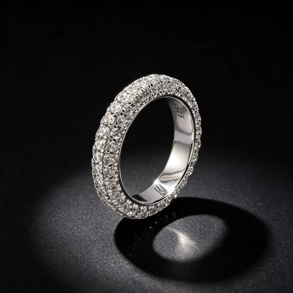 S925 Silver Full Eternity Paved Cubic Zirconia Ring
